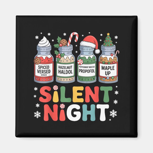 Funny Santa Profol Silent Night Icu Nurses Merry C Magnet (Framsidan)