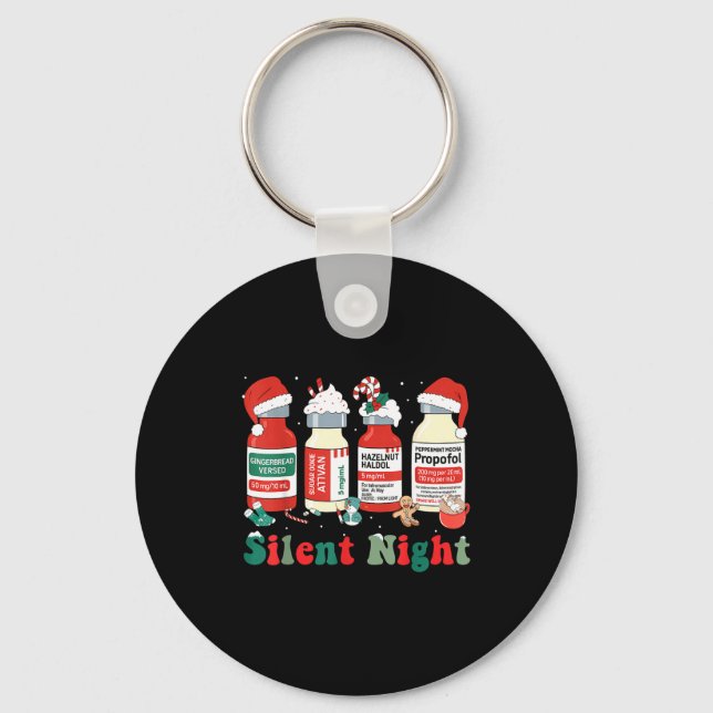 Funny Santa Profol Silent Night Icu Nurses Merry C Nyckelring (Framsida)