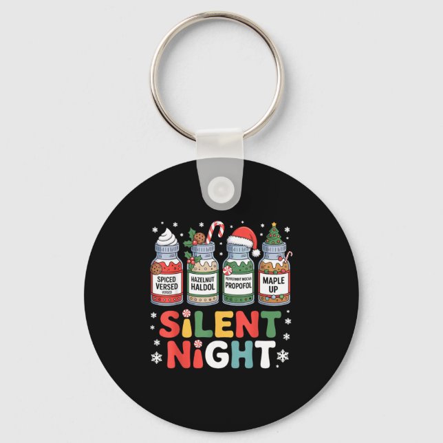 Funny Santa Profol Silent Night Icu Nurses Merry C Nyckelring (Framsida)