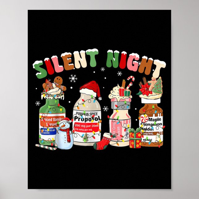 Funny Santa Profol Silent Night Icu Nurses Merry C Poster (Framsidan)