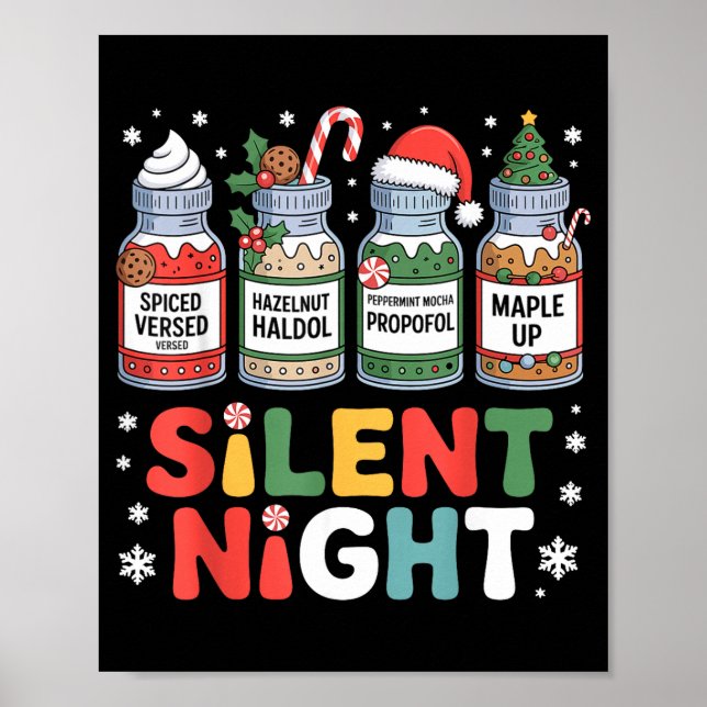 Funny Santa Profol Silent Night Icu Nurses Merry C Poster (Framsidan)