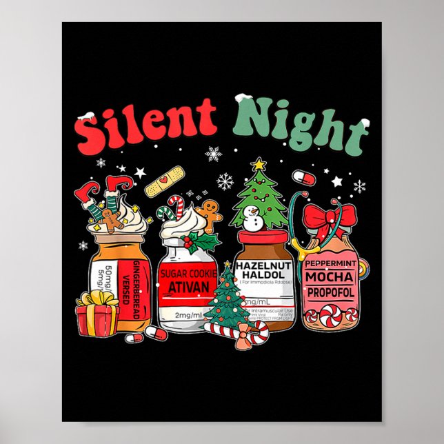 Funny Santa Profol Silent Night Icu Nurses Merry C Poster (Framsidan)