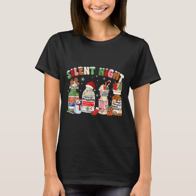 Funny Santa Profol Silent Night Icu Nurses Merry C T Shirt (Framsida)