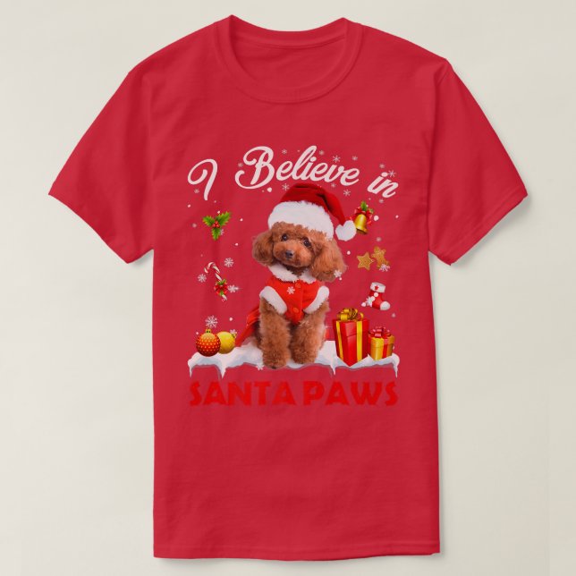 Funny Santa Pudel Claus hund juldekalor T Shirt (Design framsida)