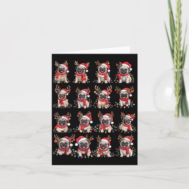 Funny Santa Pugs Christmas Xmas For Women Men  Kort (Framsida)