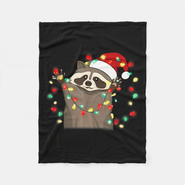Funny Santa Racoon Overstimulated But Festive Xmas Fleecefilt (Framsidan)
