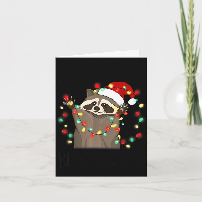 Funny Santa Racoon Overstimulated But Festive Xmas Kort (Framsida)