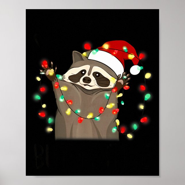 Funny Santa Racoon Overstimulated But Festive Xmas Poster (Framsidan)