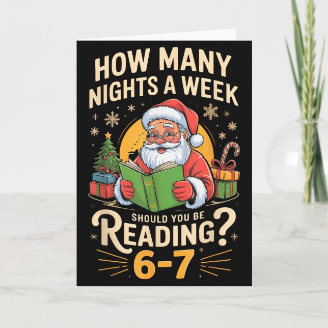 Funny Santa Reading 67 Meme Tee Christmas Teacher  Kort (Framsida)