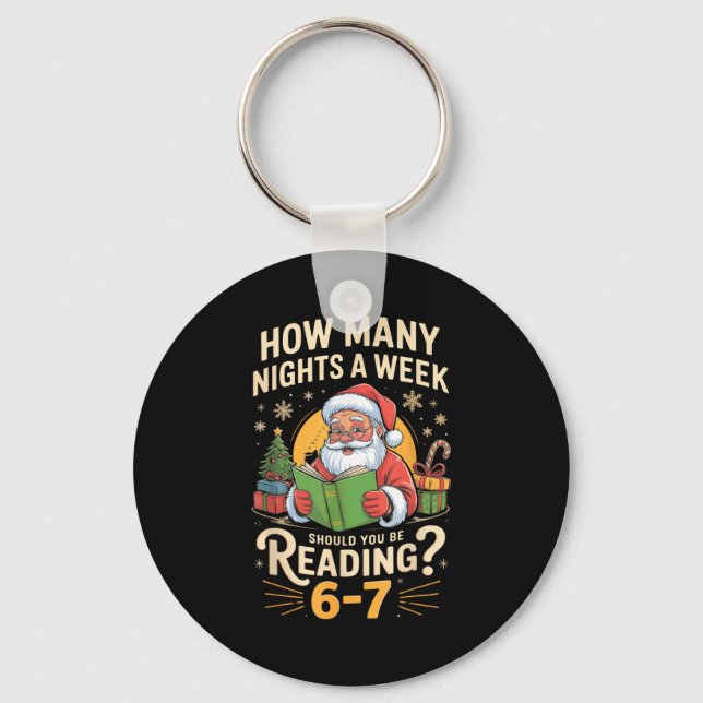 Funny Santa Reading 67 Meme Tee Christmas Teacher  Nyckelring (Framsida)
