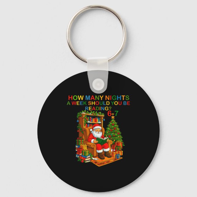 Funny Santa Reading 67 Meme Tee Christmas Teacher  Nyckelring (Framsida)