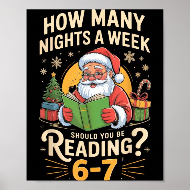 Funny Santa Reading 67 Meme Tee Christmas Teacher  Poster (Framsidan)