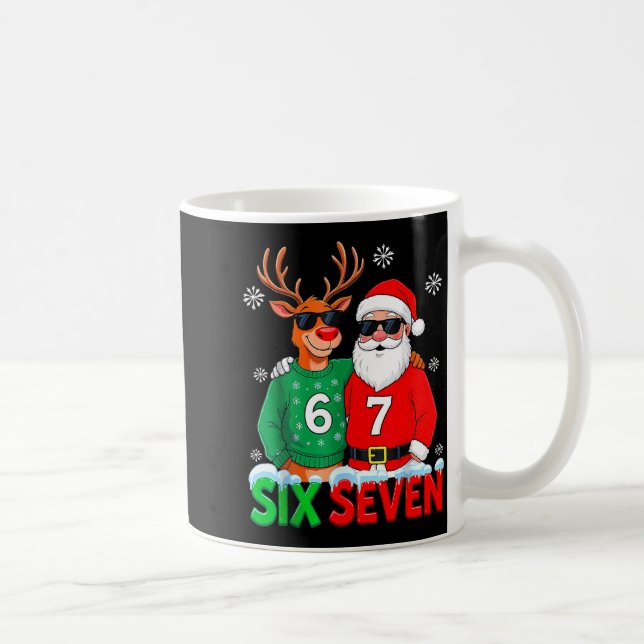 Funny Santa Reindeer 6 7 Christmas Meme Six Seven  Kaffemugg (Höger)