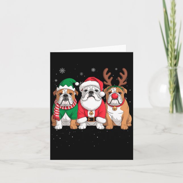 Funny Santa Reindeer English Bulldog Dog Women Men Kort (Framsida)