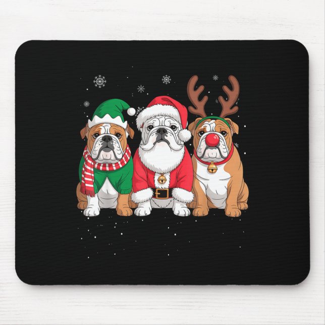 Funny Santa Reindeer English Bulldog Dog Women Men Musmatta (Framsidan)