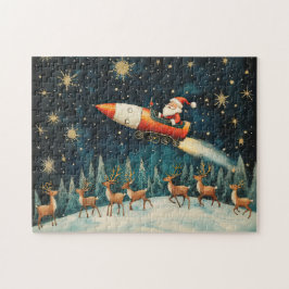 Funny Santa Retro jul Kväll Pussel