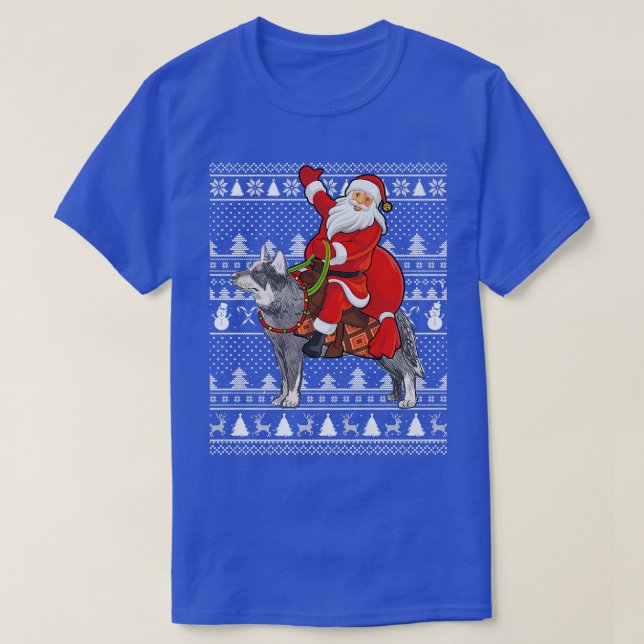 Funny Santa Riding Australian Cattle Hund Ugly Chr T Shirt (Design framsida)