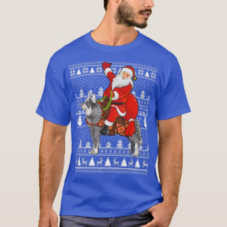 Funny Santa Riding Australian Cattle Hund Ugly Chr T Shirt