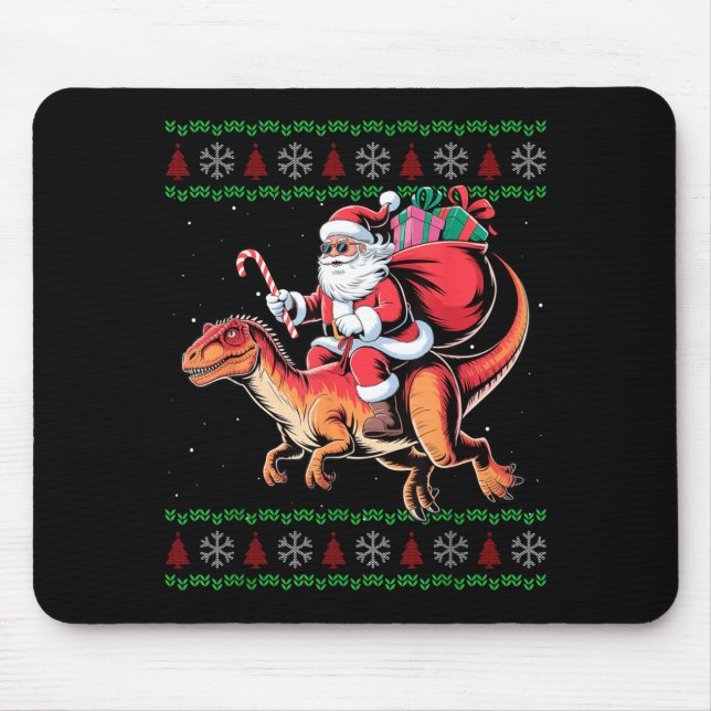 Funny Santa Riding Dinosaur Animal Ugly Christmas  Musmatta (Framsidan)