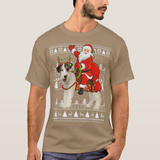 Funny Santa Riding Fo Terrier Hund Ugly jul T Shirt
