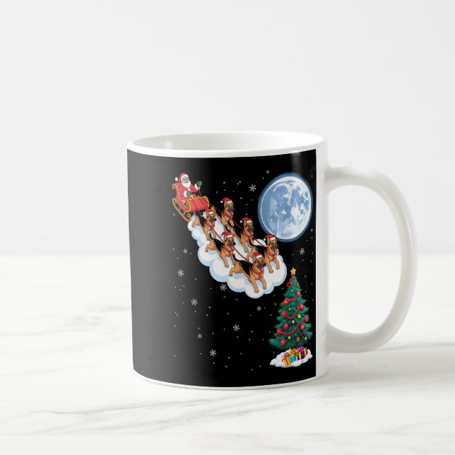 Funny Santa Riding German Shepherd Dog Tree Christ Kaffemugg (Höger)