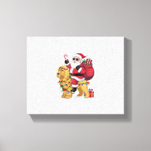 Funny Santa Riding Goldendoodle Hund jul Canvastryck