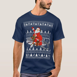 Funny Santa Riding Great White Shark Ugly Christma T Shirt