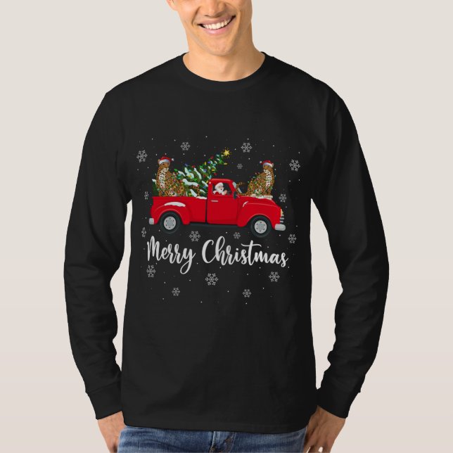 Funny Santa Riding Julgran Lastbil Jaguar Chr T Shirt (Framsida)