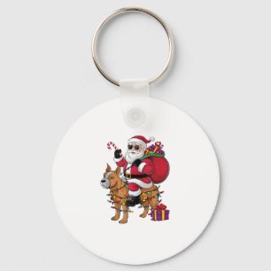 Funny Santa Riding Stafford Bull Terrier Hund Nyckelring