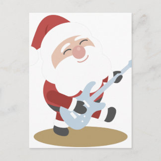 Funny Santa Rocker Musician Guitar julgåva Helg Vykort