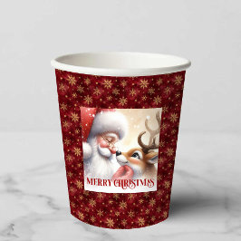 Funny Santa Rudolph Cartoon Christmas Paper Drink 