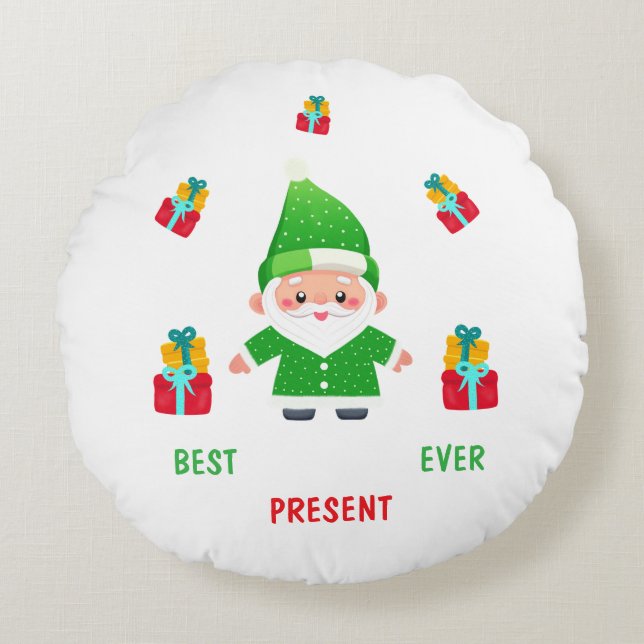 Funny Santa Rund Kudde (Framsidan)