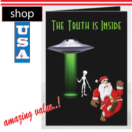 Funny Santa Running UFO Helgkort