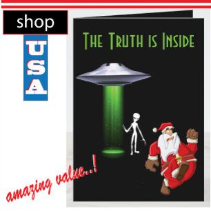Funny Santa Running UFO Helgkort