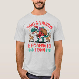 Funny Santa-saurus T-Rex Dinosaur Christmas T Shirt