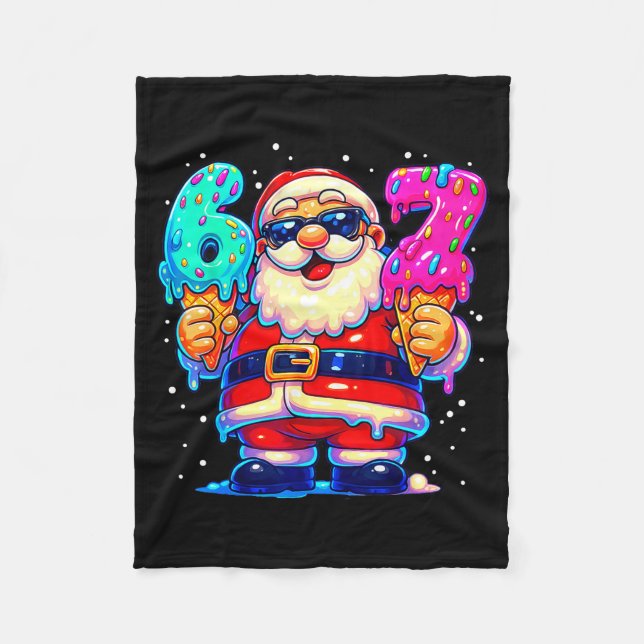 Funny Santa Says Six Seven 67 Meme Christmas Xmas  Fleecefilt (Framsidan)