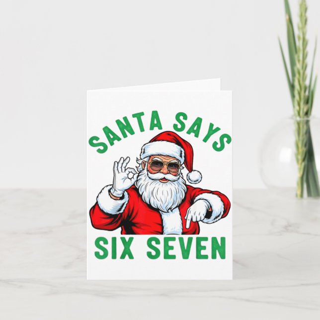 Funny Santa Says Six Seven Christmas 67 Meme Xmas  Kort (Framsida)
