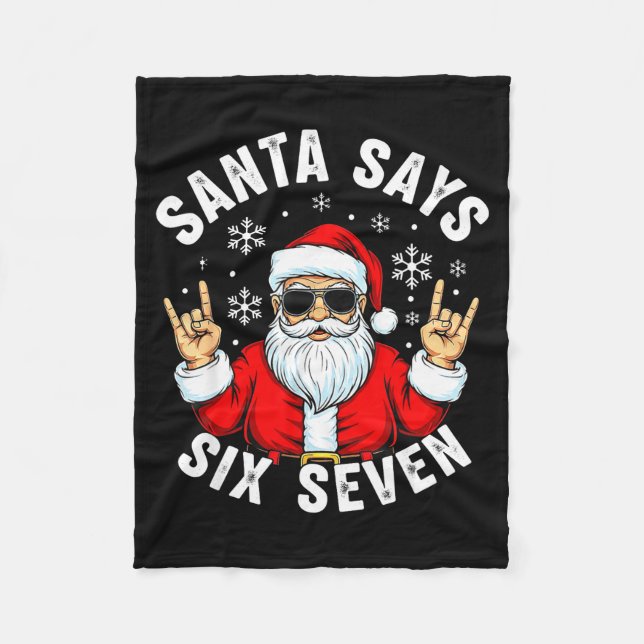 Funny Santa Says Six Seven Christmas Xmas Meme  Fleecefilt (Framsidan)