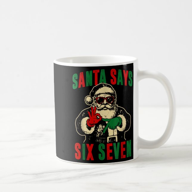 Funny Santa Says Six Seven Retro 67 Meme Cool Chri Kaffemugg (Höger)