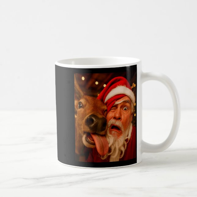 Funny Santa Selfie Reindeer Men Women Kids Christm Kaffemugg (Höger)