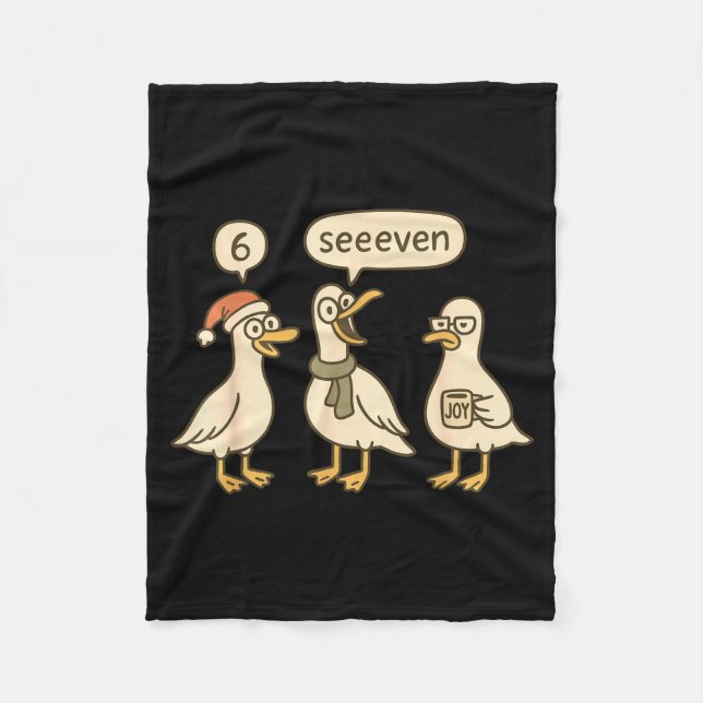 Funny Santa Silly Goose 6 7 Christmas Geese Six Se Fleecefilt (Framsidan)
