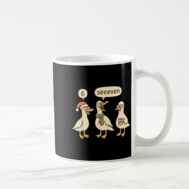 Funny Santa Silly Goose 6 7 Christmas Geese Six Se Kaffemugg (Höger)