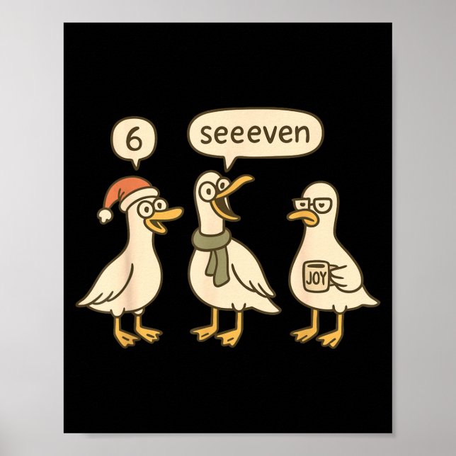 Funny Santa Silly Goose 6 7 Christmas Geese Six Se Poster (Framsidan)