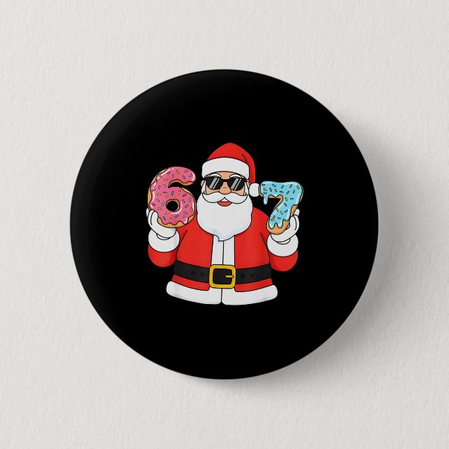 Funny Santa Six Seven 67 Ice Cream Drip Christmas  Knapp (Framsida)