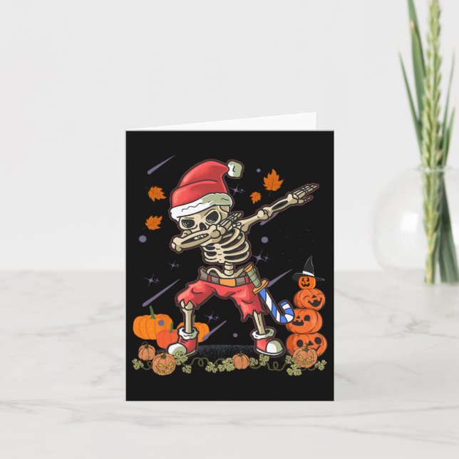 Funny Santa Skeleton Dabbing Halloween Costume Rol Kort (Framsida)