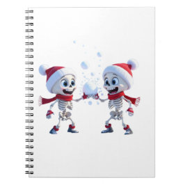 Funny Santa Skeletons Having a Snowball Fight  Anteckningsbok