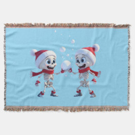 Funny Santa Skeletons Having a Snowball Fight  Filt
