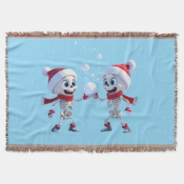 Funny Santa Skeletons Having a Snowball Fight  Filt (Framsidan)