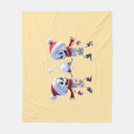 Funny Santa Skeletons Having a Snowball Fight  Fleecefilt