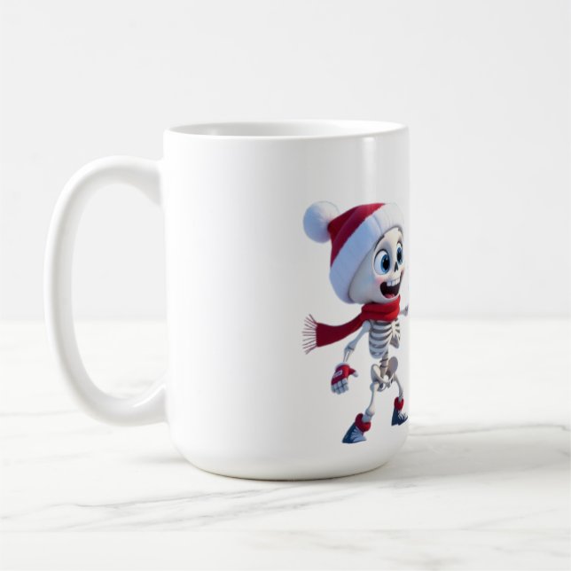 Funny Santa Skeletons Having a Snowball Fight  Kaffemugg (Vänster)